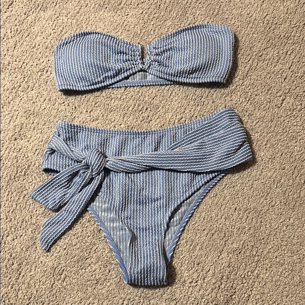 Striped Blue Bikini Set